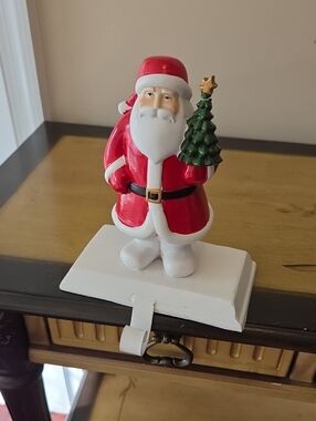Festive Red Santa With Tree Stocking Holder